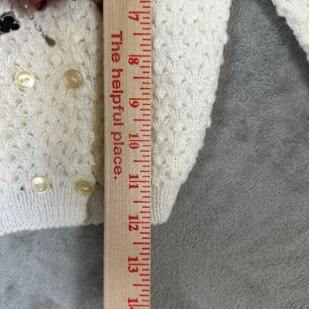 Vintage Handmade Knit Baby Set Ivory Hooded Cardigan & Pants Popcorn Pointelle